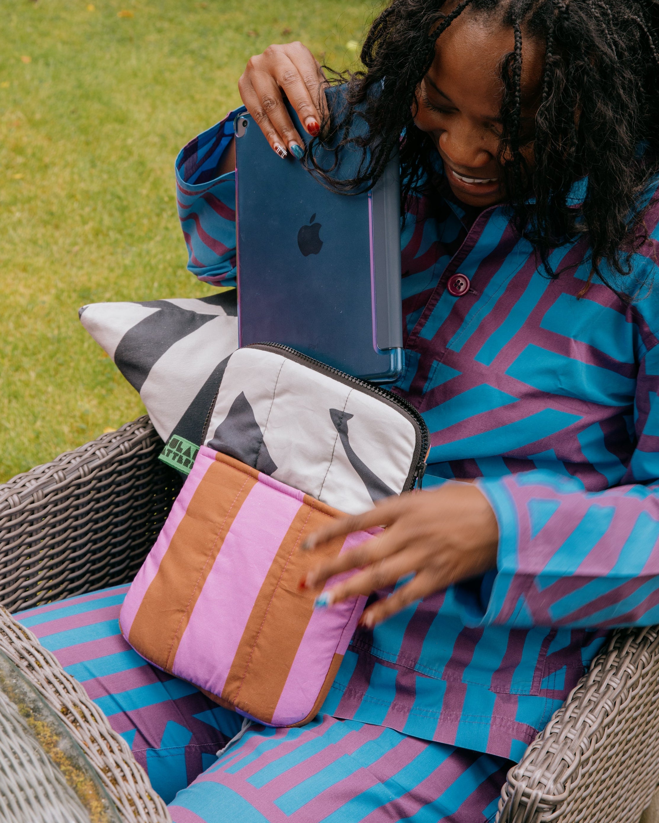 Quilted Ipad case in Caramallow