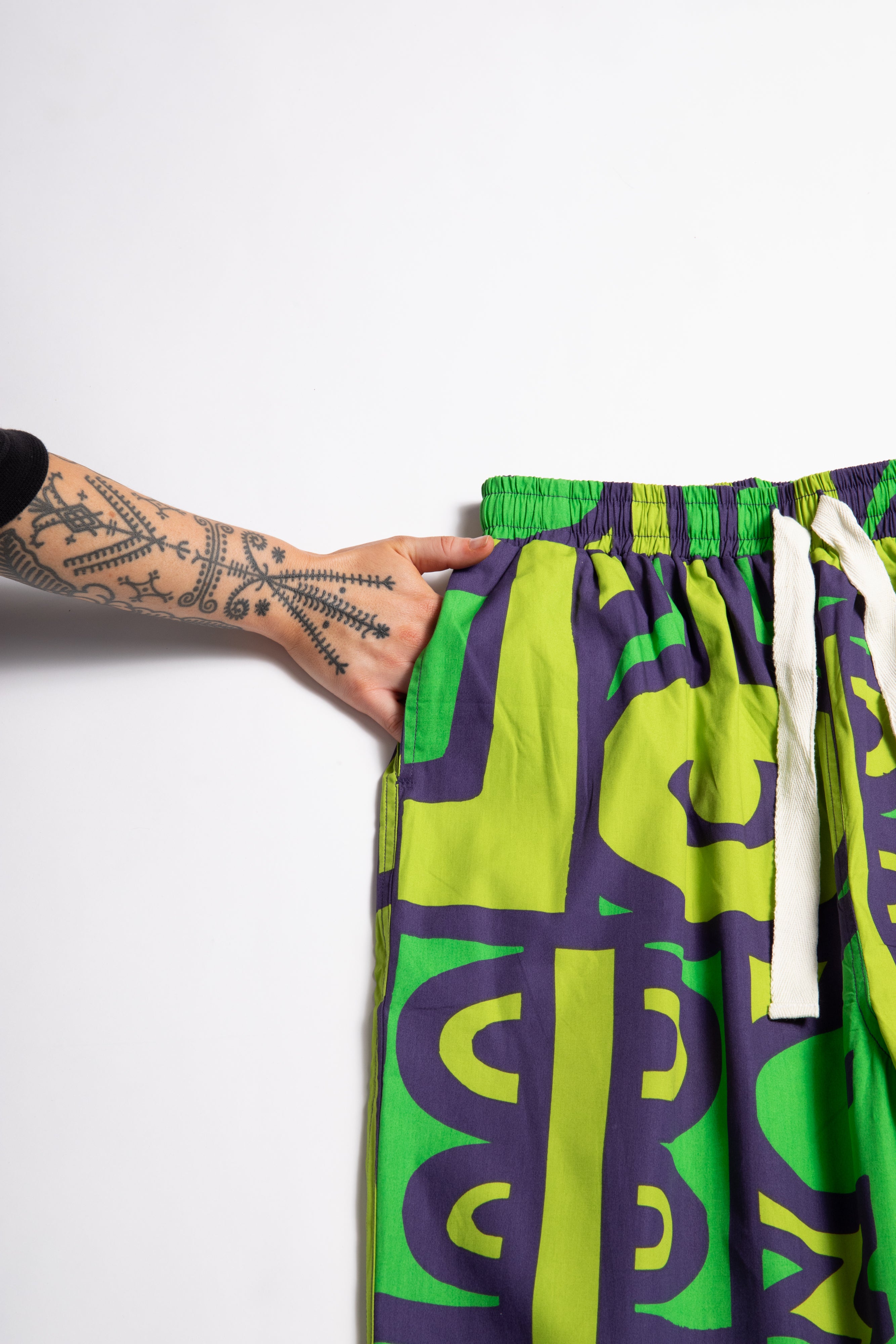 Elasticated Wide Leg Trousers - Chameleon Jungle