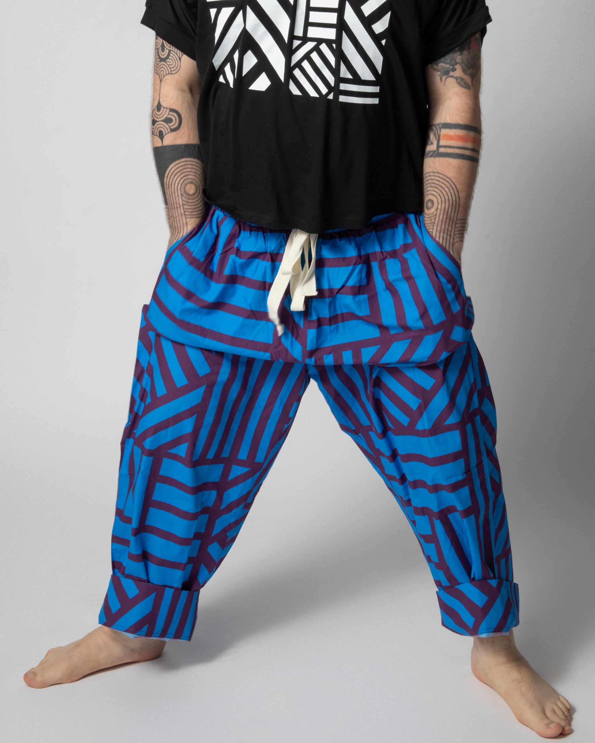 Elasticated Wide Leg Trousers - Sidewinder Blueberry