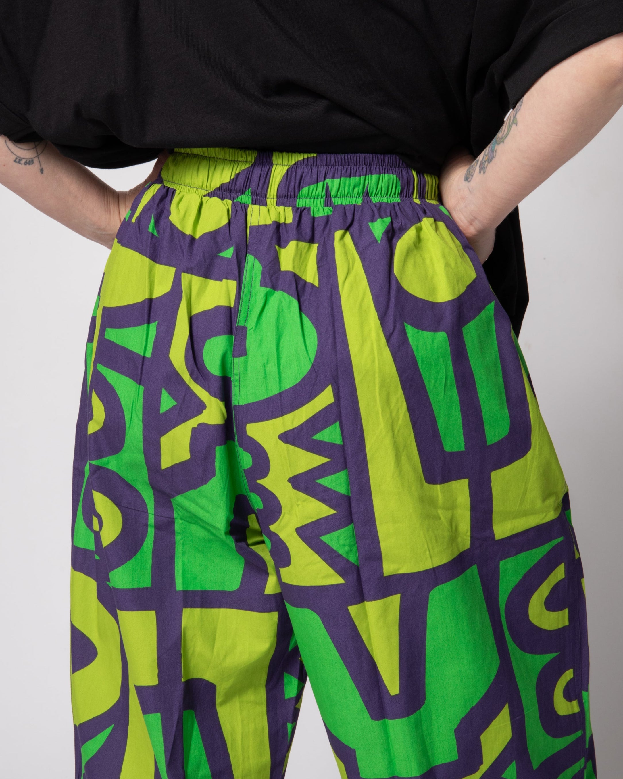 Elasticated Wide Leg Trousers - Chameleon Jungle