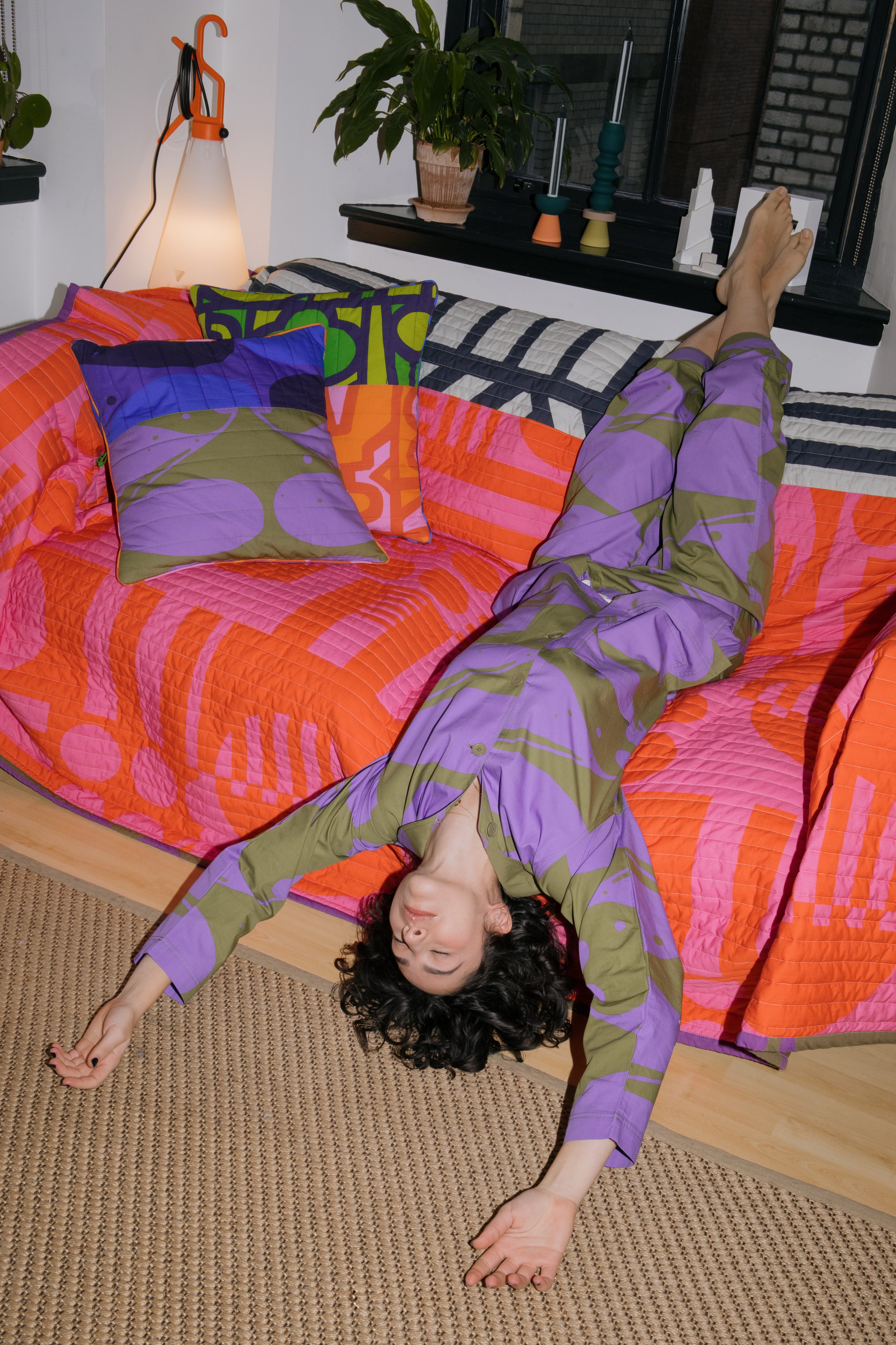 Reversible Quilted Throw in Hot Grape