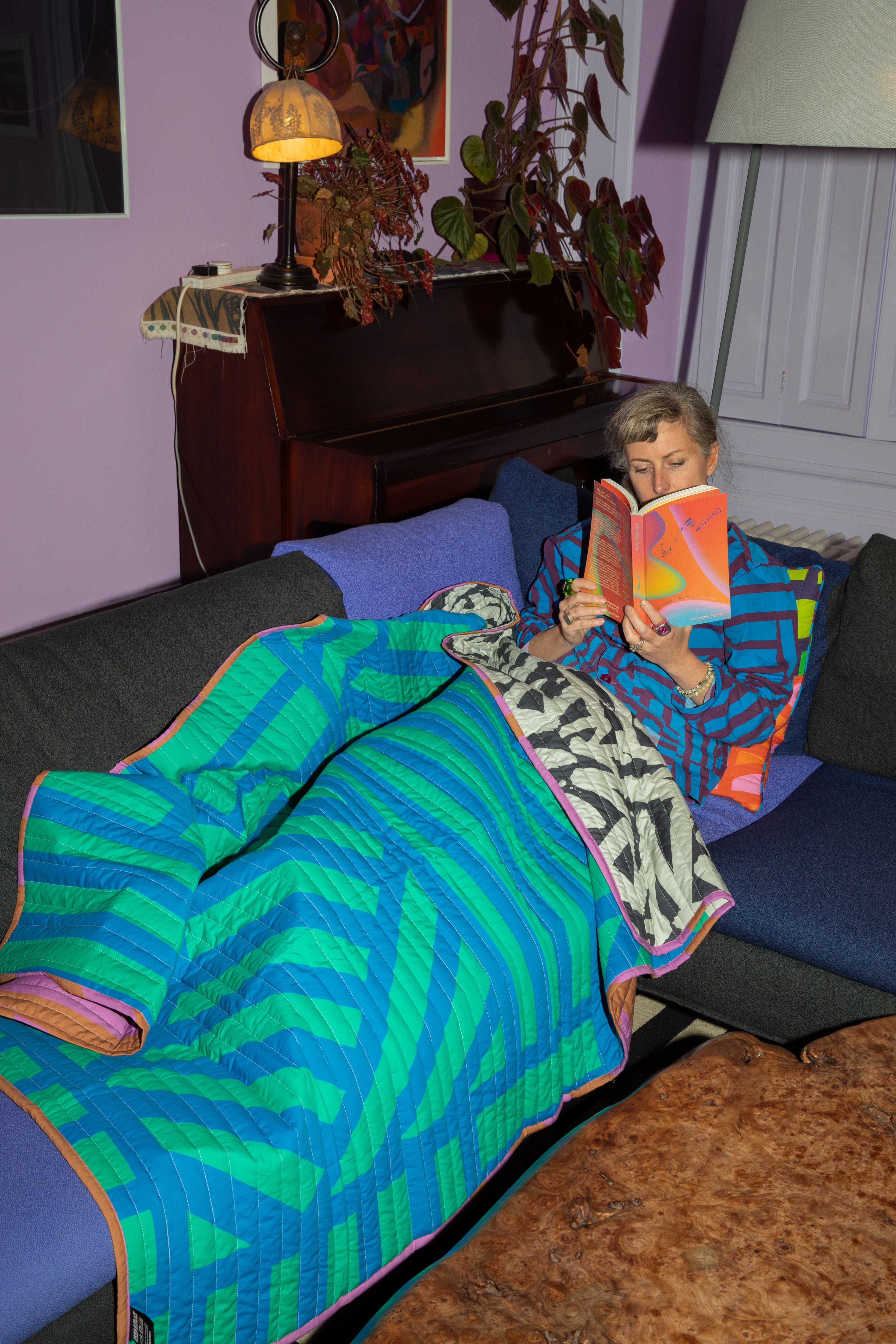 Reversible Quilted Throw in Cool Caramallow