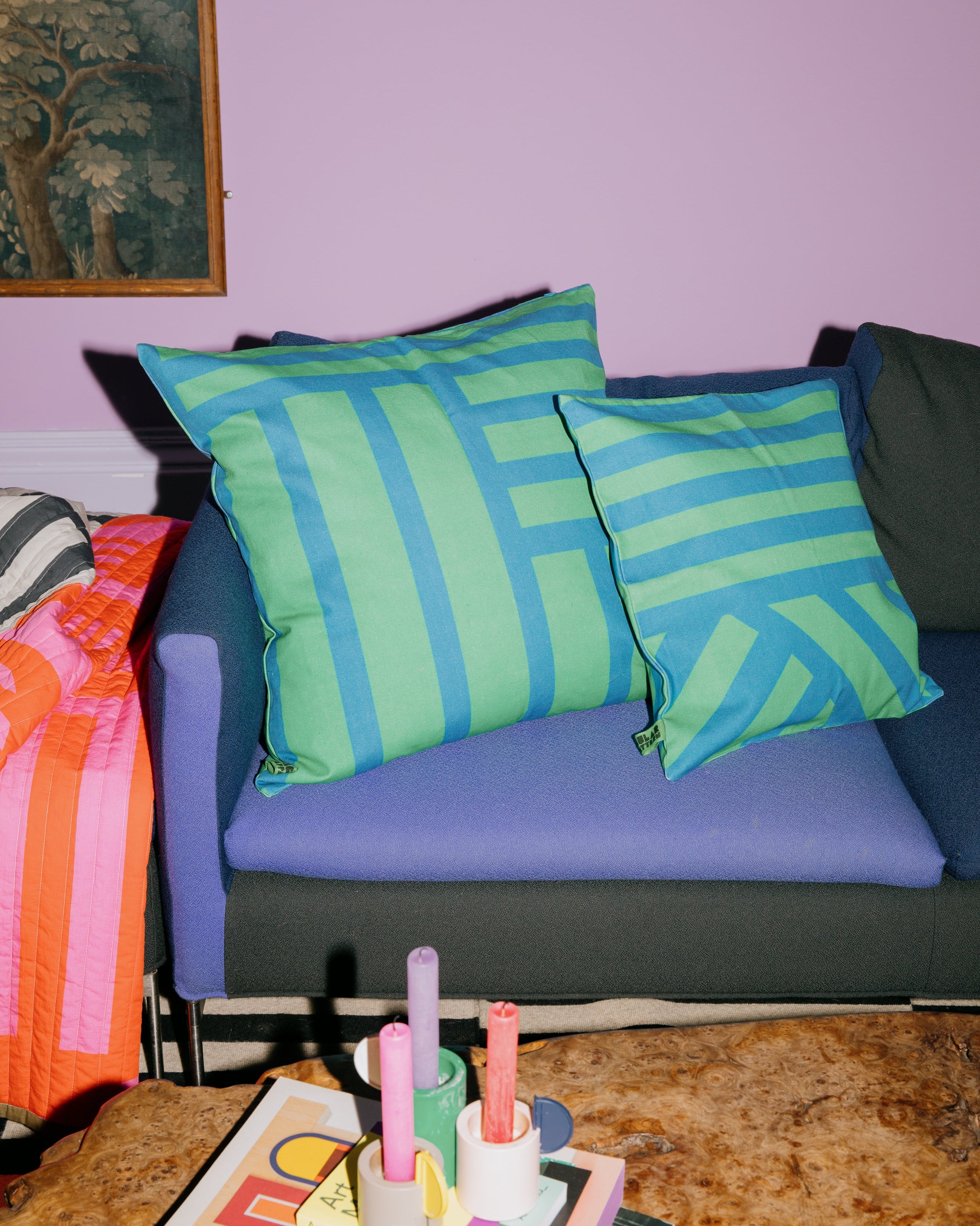 Canvas cushion cover in Kelly