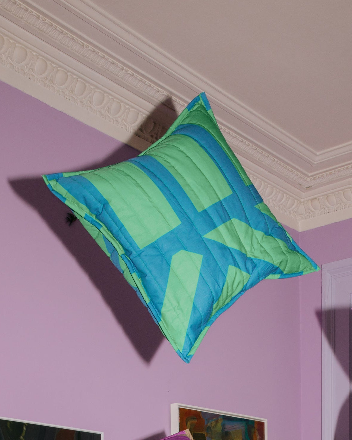 Quilted Cushion Cover in Kelly