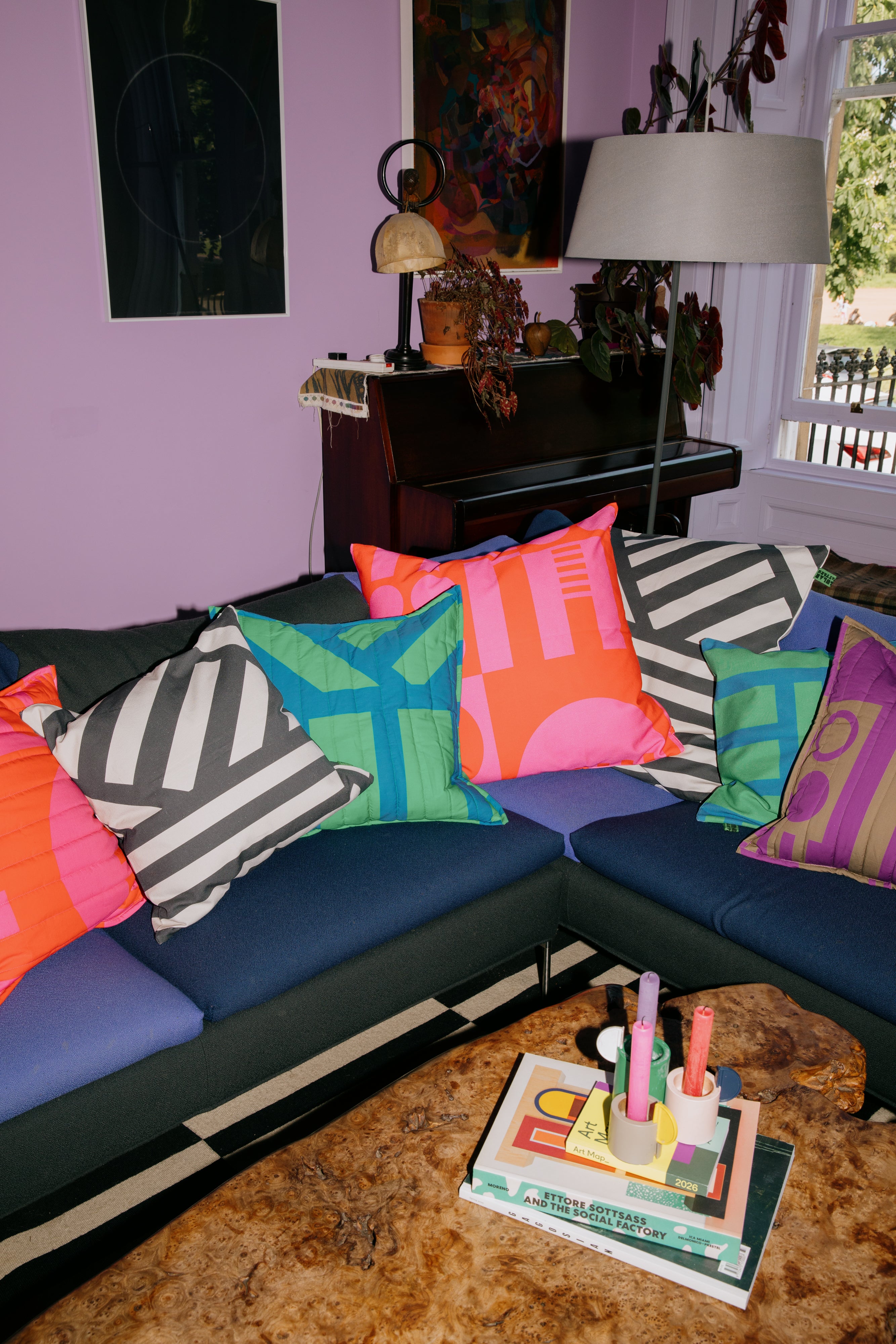 Quilted Cushion Cover in Kelly