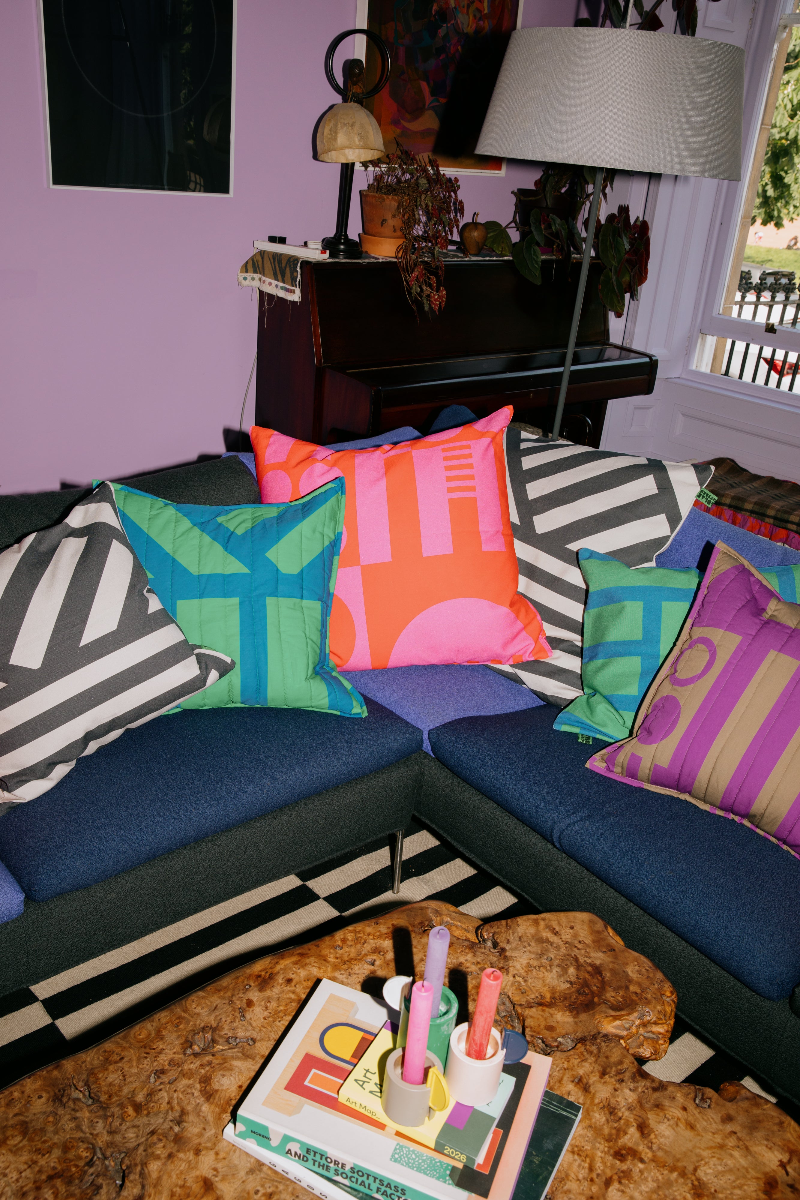 Canvas cushion cover in Hot Pink