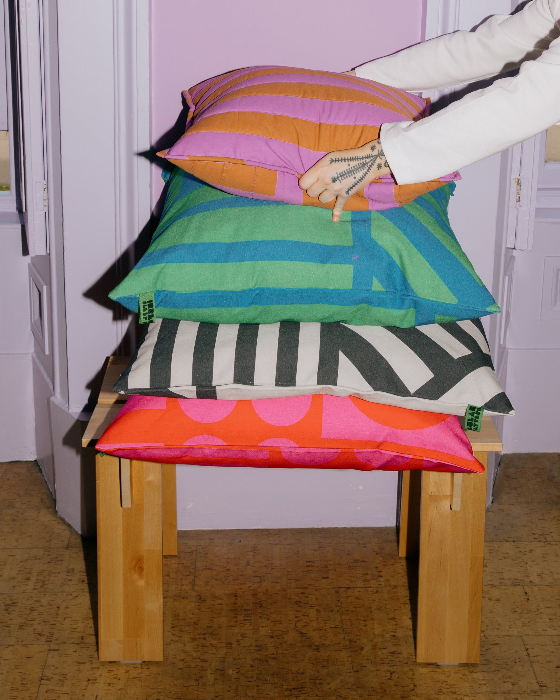 Quilted Cushion Cover in Caramallow