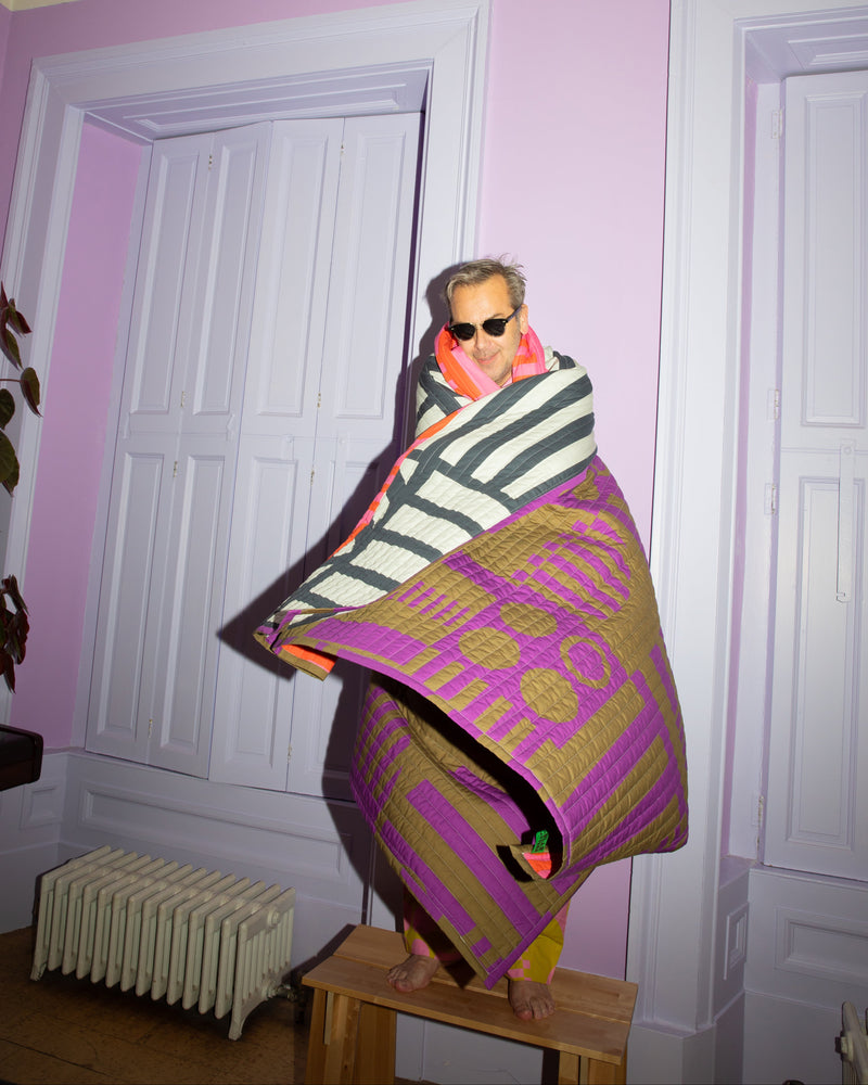 Reversible Quilted Throw in Hot Grape