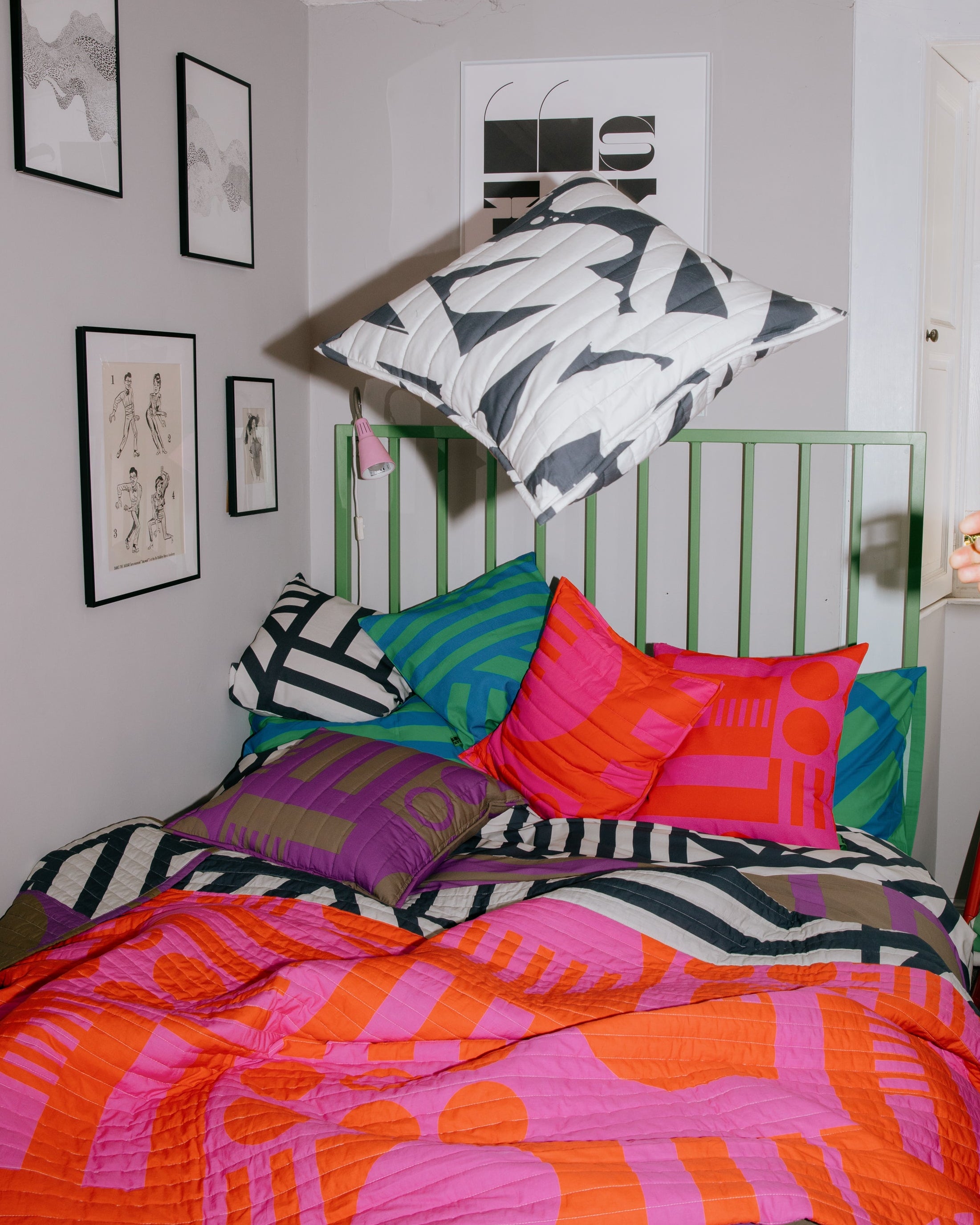 Quilted Cushion Cover in Mono