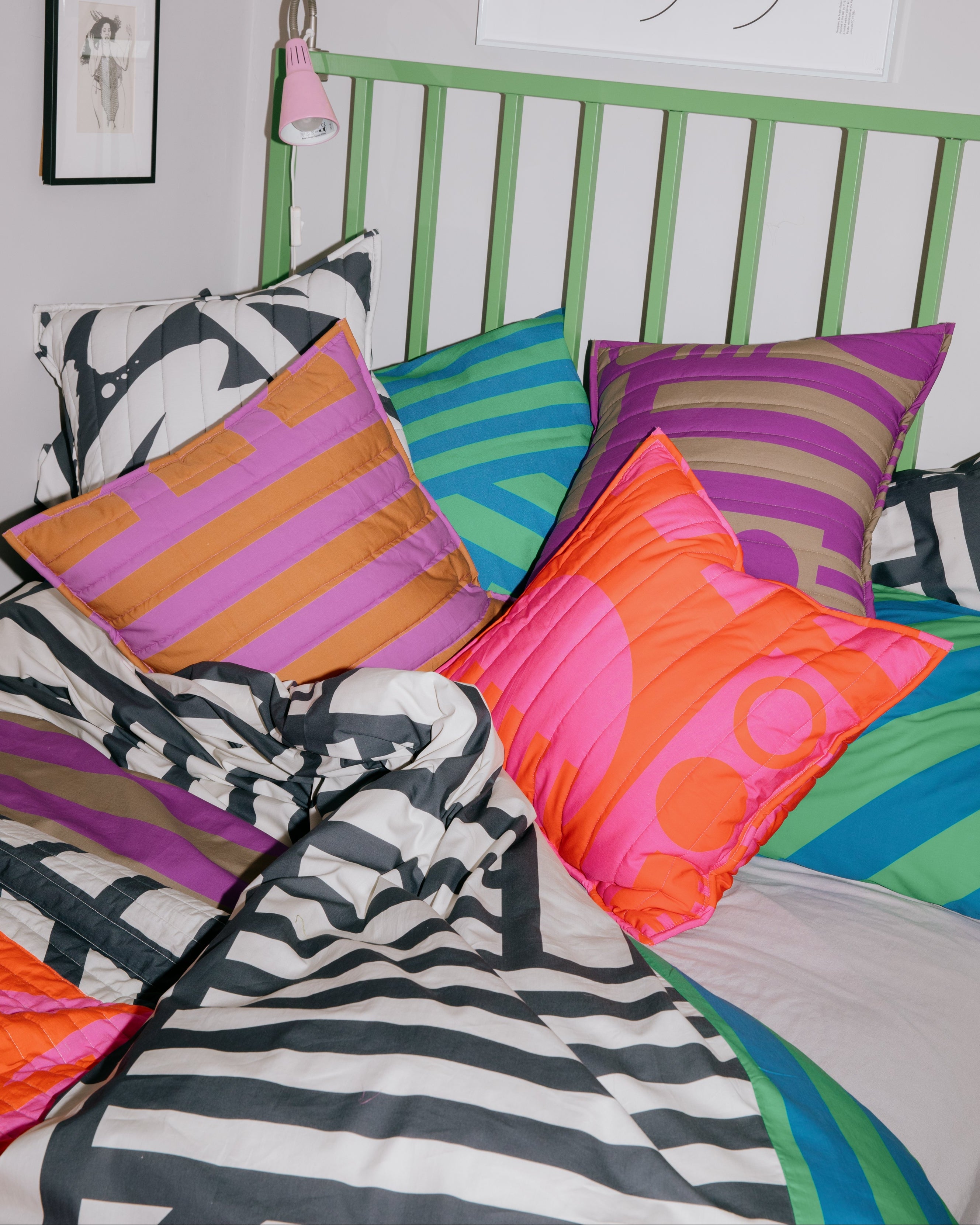 Quilted Cushion Cover in Mono