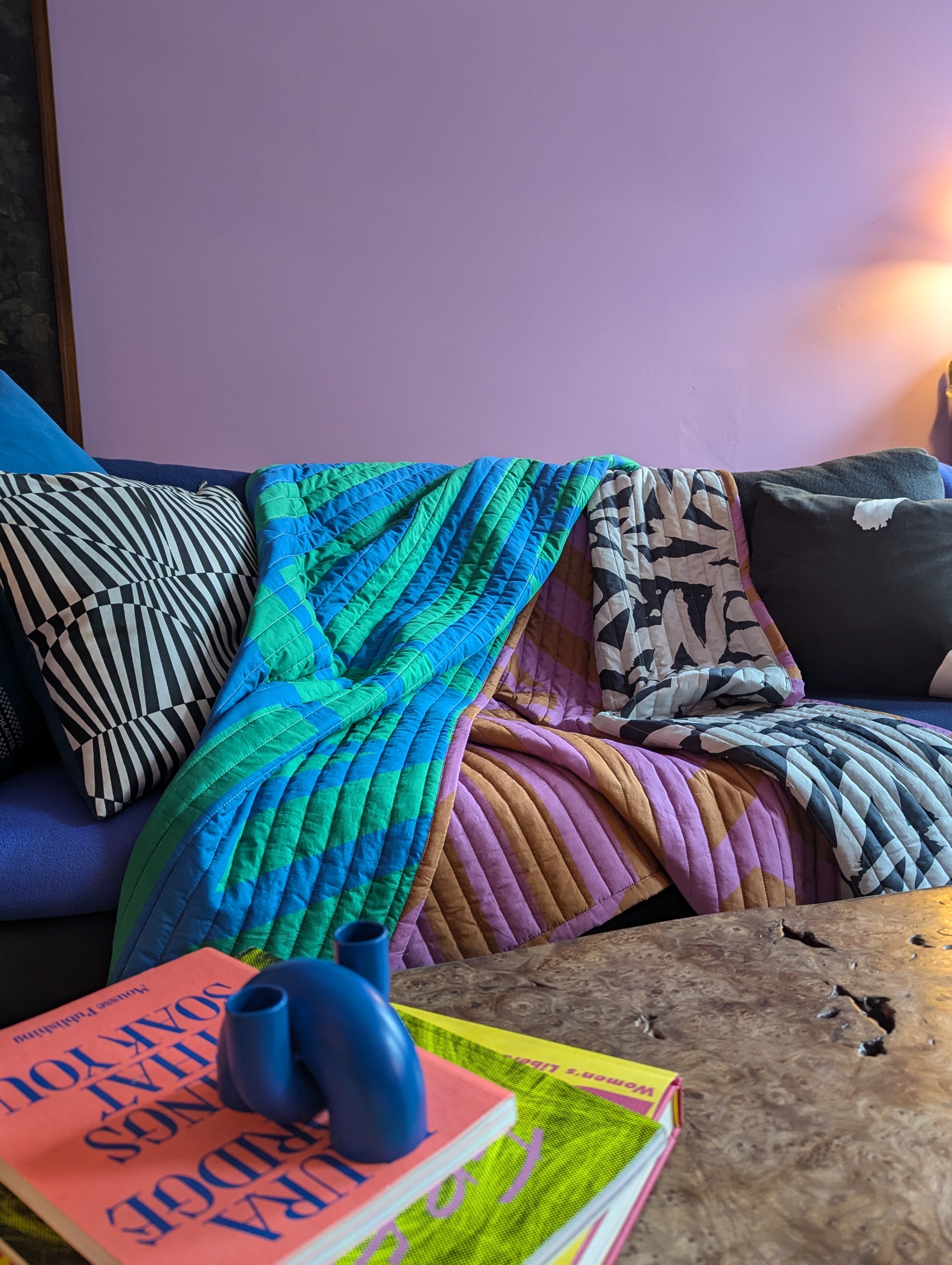 Reversible Quilted Throw in Cool Caramallow