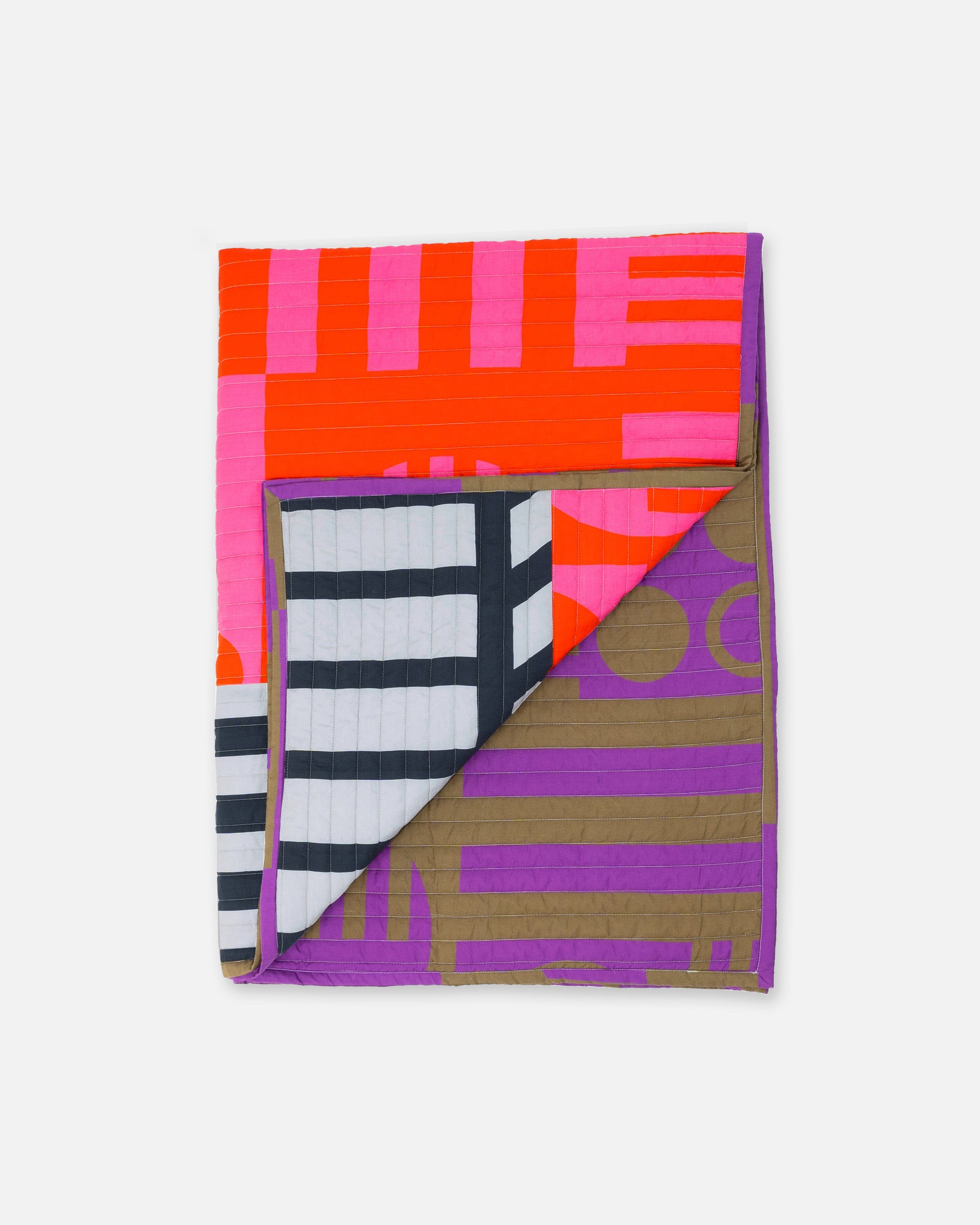 Reversible Quilted Throw in Hot Grape