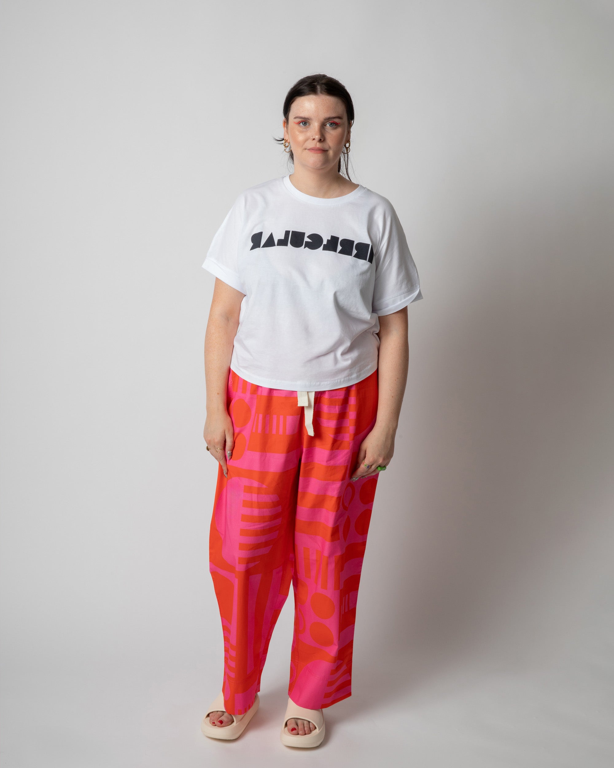 Elasticated Wide Leg Trousers in Paradox Hot Pink