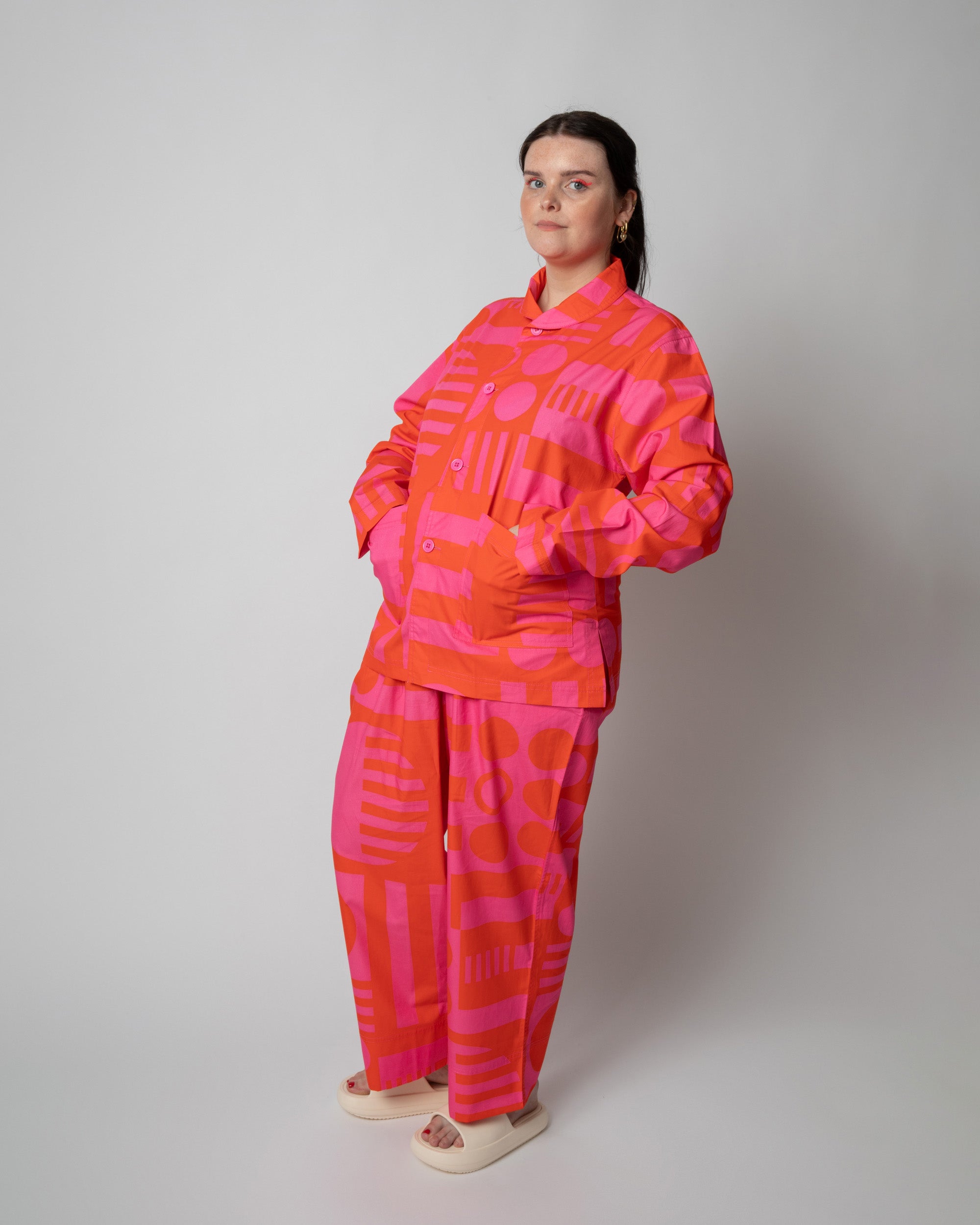 Elasticated Wide Leg Trousers in Paradox Hot Pink