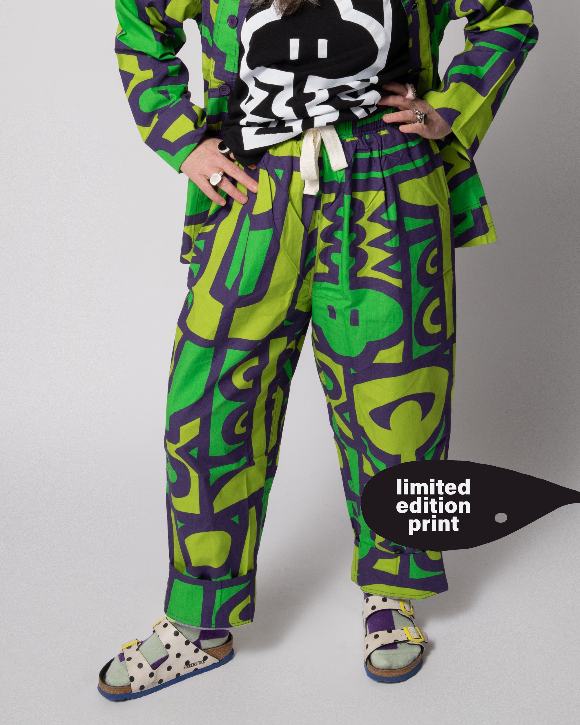 Elasticated Wide Leg Trousers - Chameleon Jungle