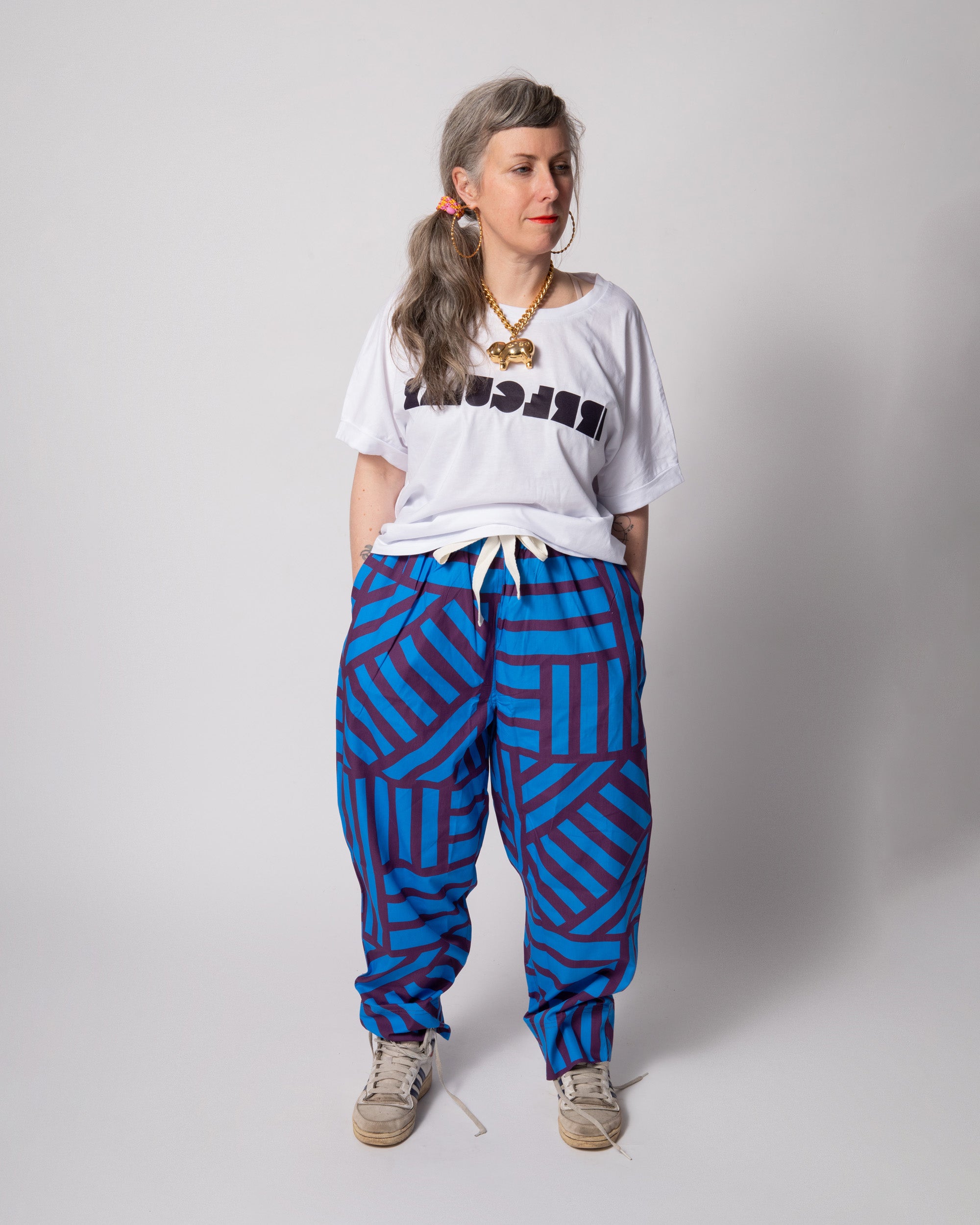 Elasticated Wide Leg Trousers - Sidewinder Blueberry