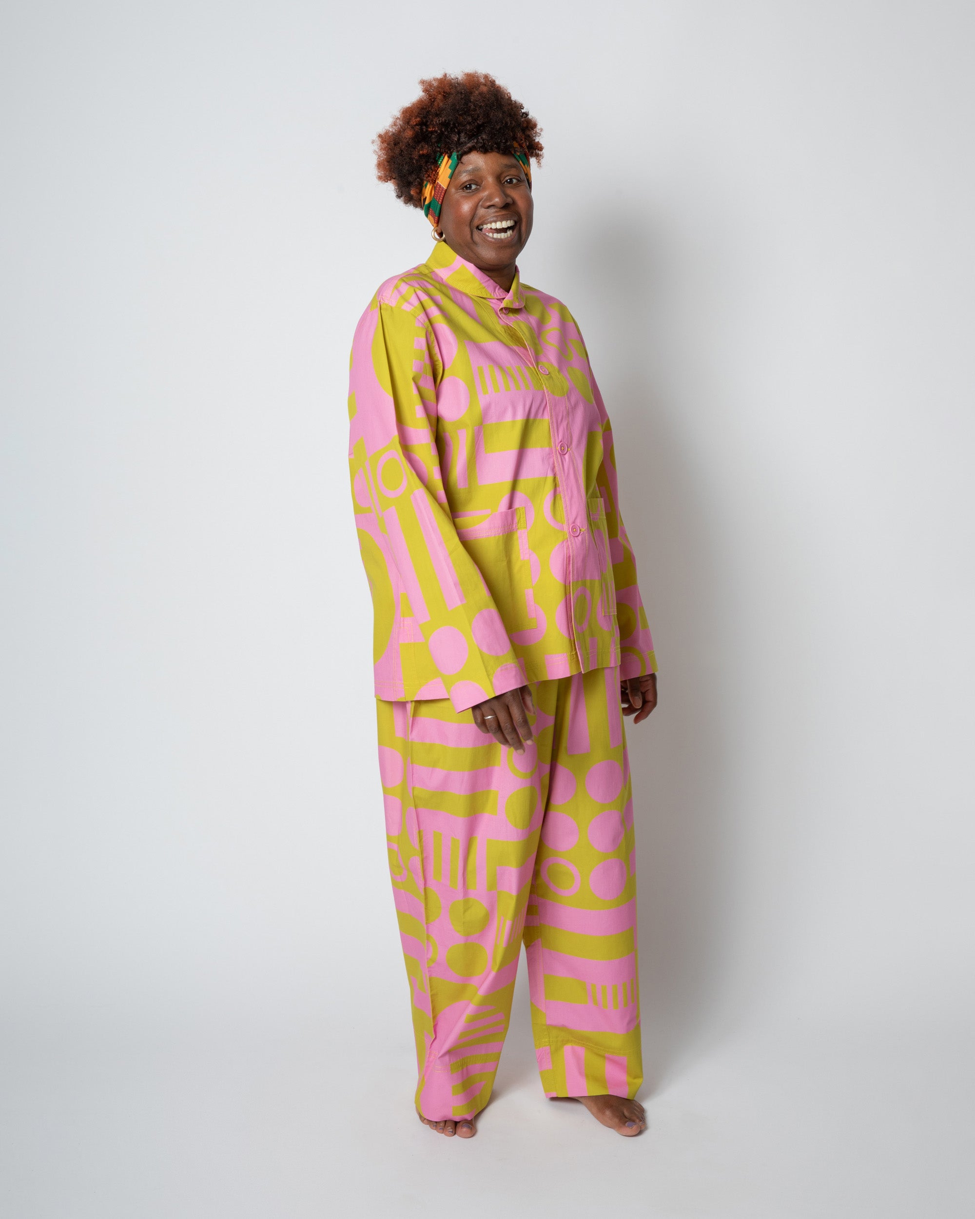 Elasticated Wide Leg Trousers in Paradox Wasabi