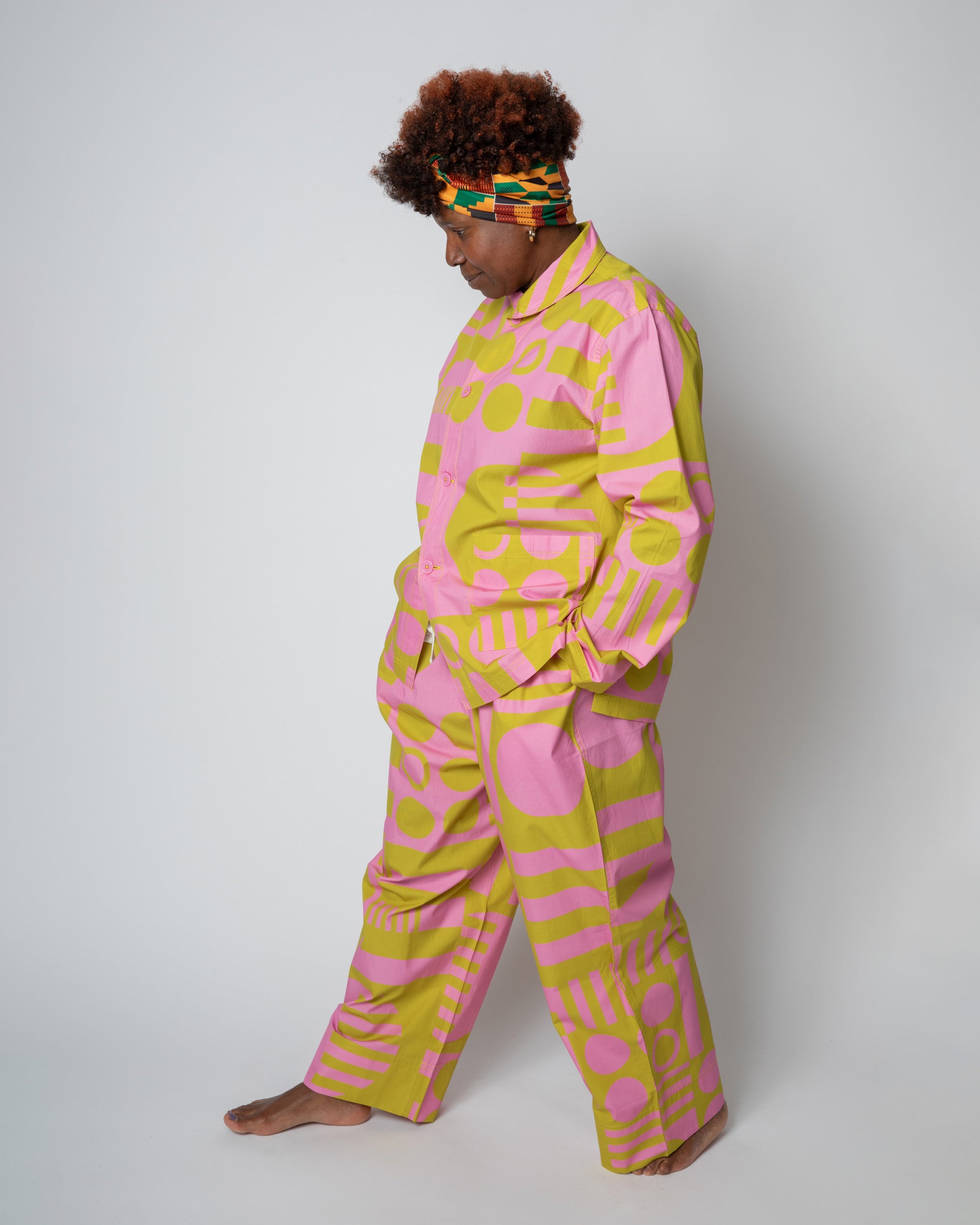 Elasticated Wide Leg Trousers in Paradox Wasabi