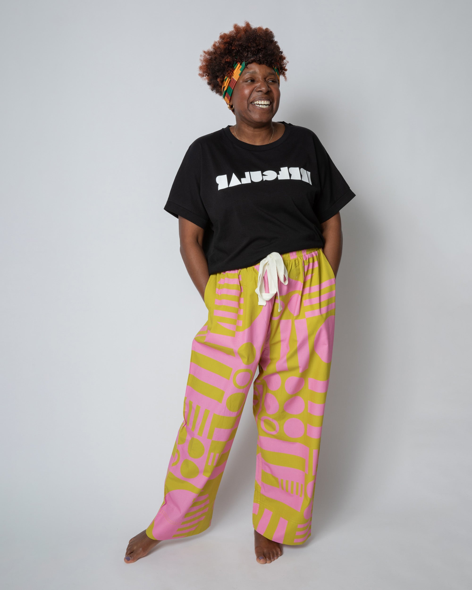 Elasticated Wide Leg Trousers in Paradox Wasabi
